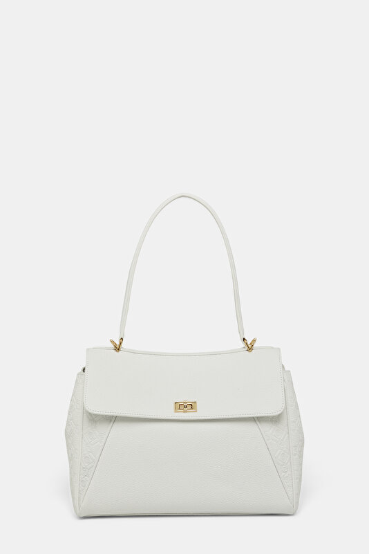 WHITE MONOGRAM LEATHER BAG