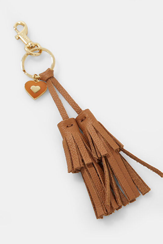 TAN MONOGRAM LEATHER BAG ACCESSORY 2