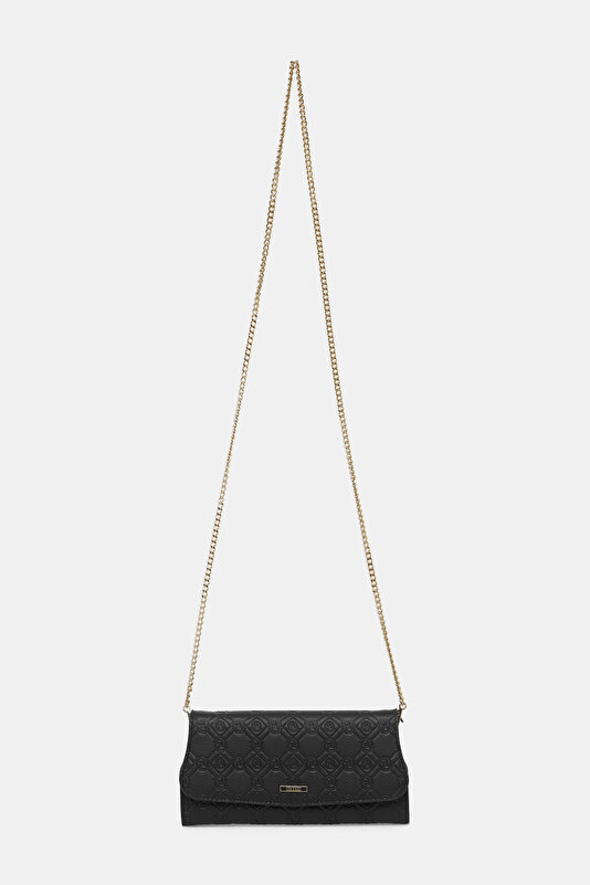 BLACK MONOGRAM LEATHER WALLET