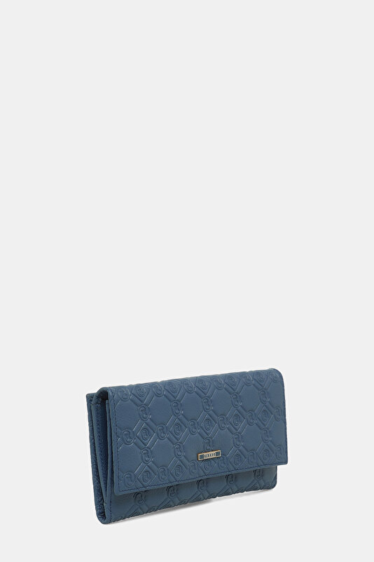 NAVY BLUE MONOGRAM LEATHER WALLET 2