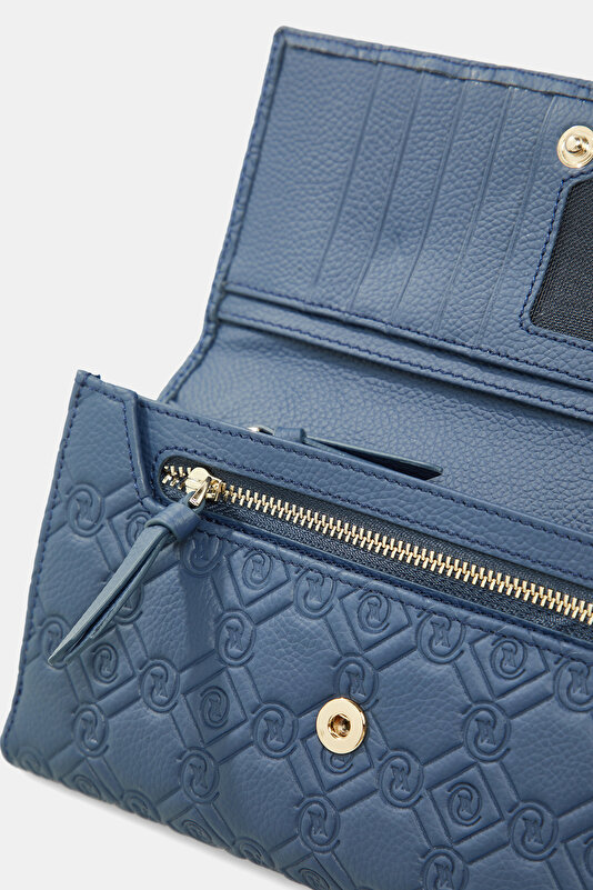 NAVY BLUE MONOGRAM LEATHER WALLET 3