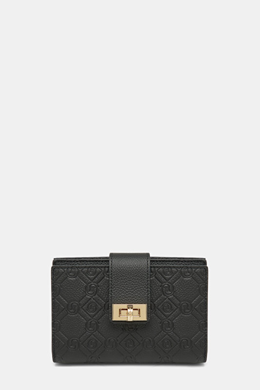 BLACK MONOGRAM LEATHER WALLET