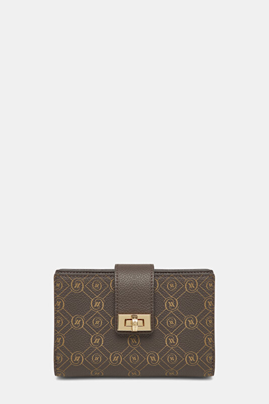 BEIGE MONOGRAM LEATHER WALLET