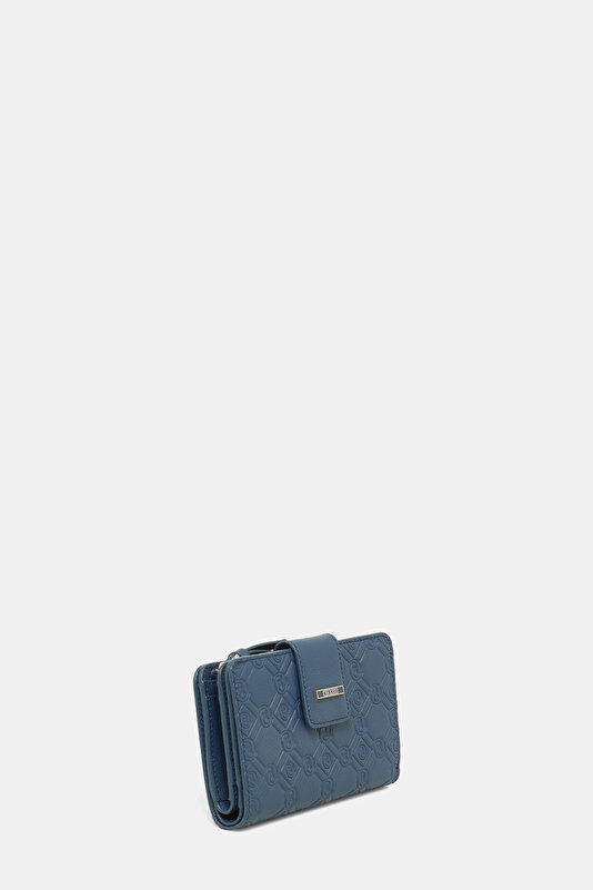 NAVY BLUE MONOGRAM LEATHER WALLET 2
