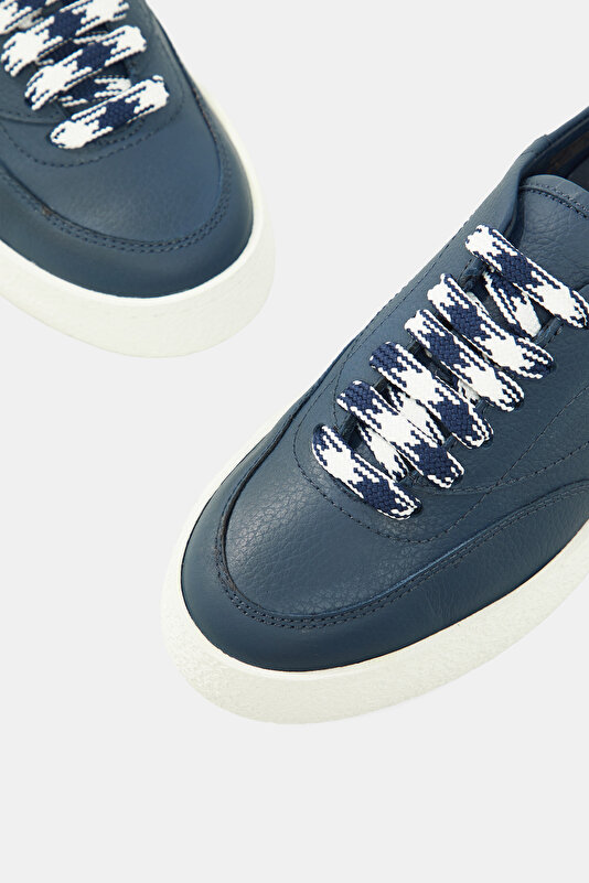 NAVY BLUE MONOGRAM LEATHER SHOE 4