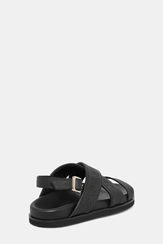 BLACK MONOGRAM LEATHER SANDALS 3