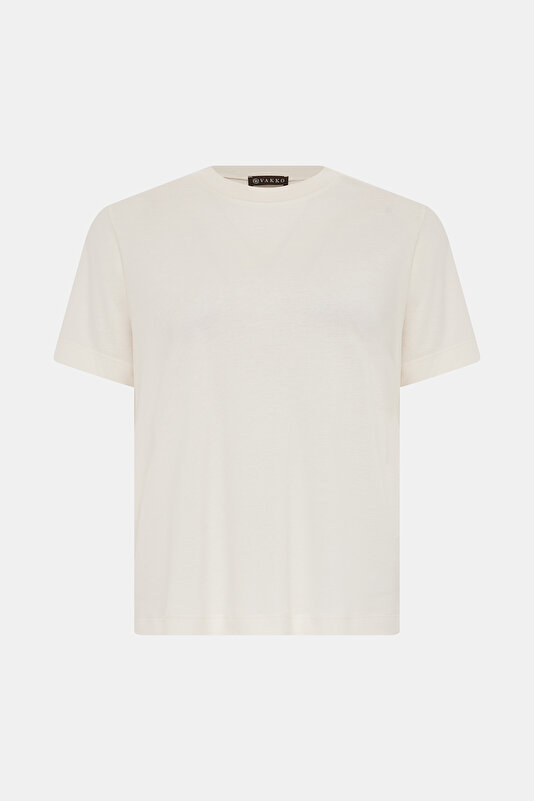 ECRU BASIC / ROUND NECKLINE SHORT SLEEVE TSHIRT
