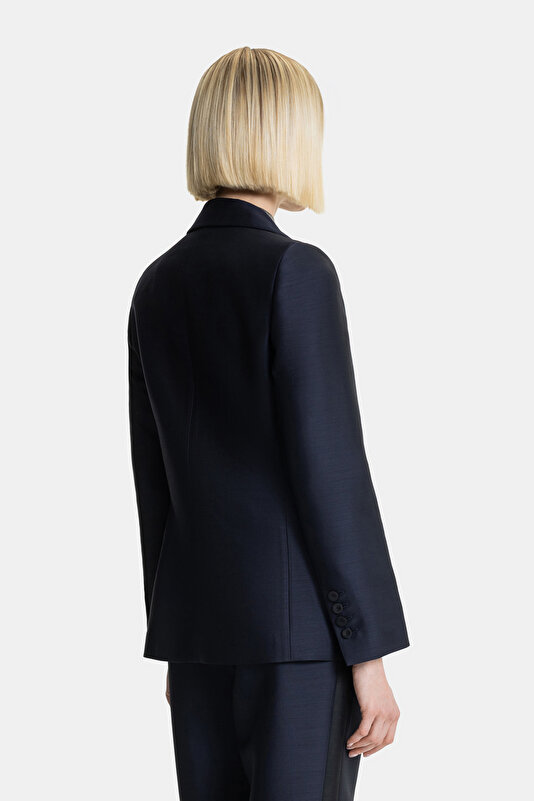 NAVY BLUE SWALLOW COLLAR JACKET 2