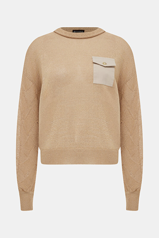 LIGHT BROWN BASIC / ROUND NECKLINE TRICOT 4