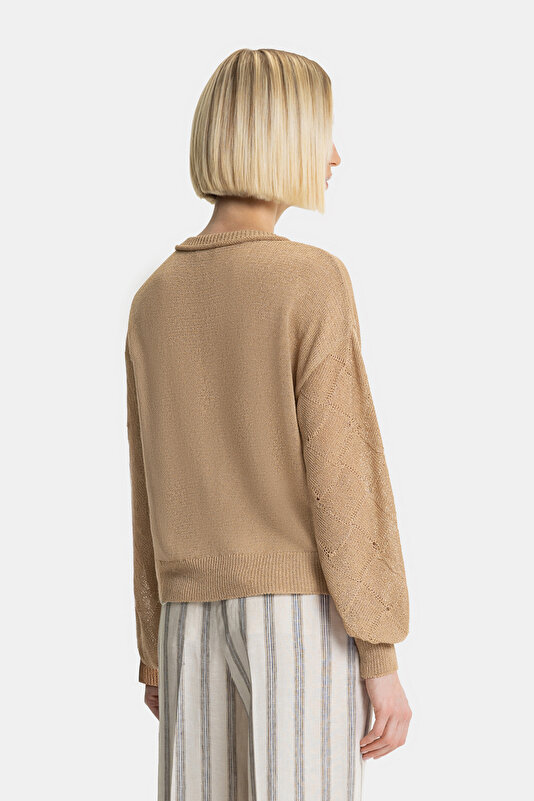 LIGHT BROWN BASIC / ROUND NECKLINE TRICOT 2