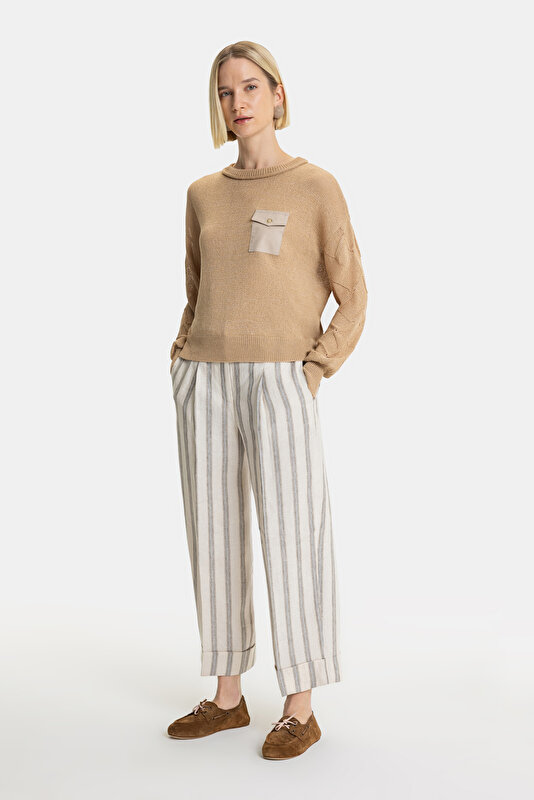 LIGHT BROWN BASIC / ROUND NECKLINE TRICOT 3