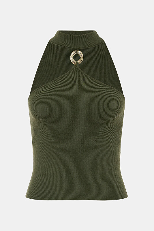 DARK KHAKİ SLEEVELESS BLOUSE