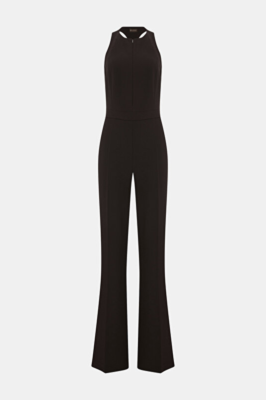 BROWN BASIC / ROUND NECKLINE SLEEVELESS JUMPSUIT