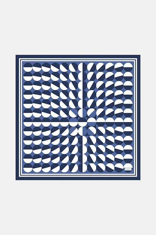 NAVY BLUE GEOMETRIC DESIGN TWILL BANDANA