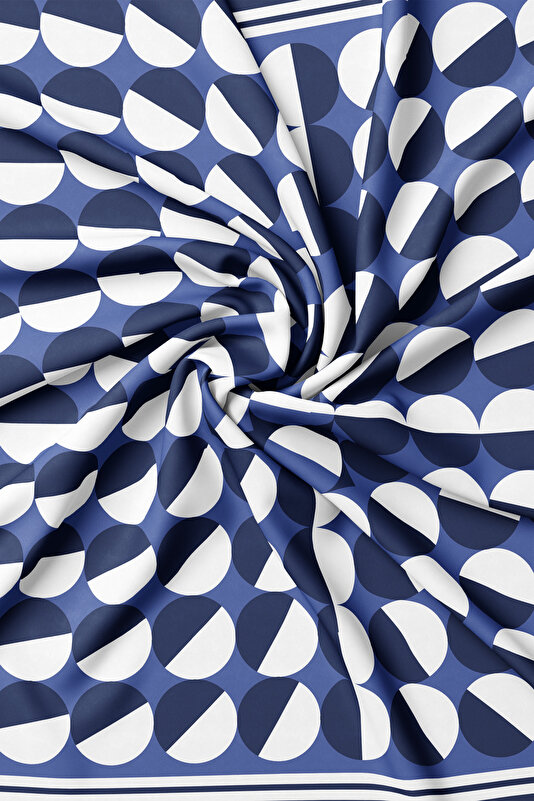 NAVY BLUE GEOMETRIC DESIGN TWILL BANDANA 2