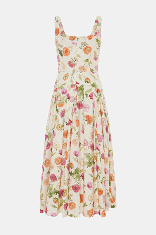 MULTICOLOR FLORAL PATTERN MIDI DRESS 4