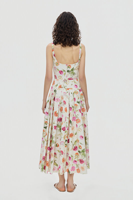 MULTICOLOR FLORAL PATTERN MIDI DRESS 2