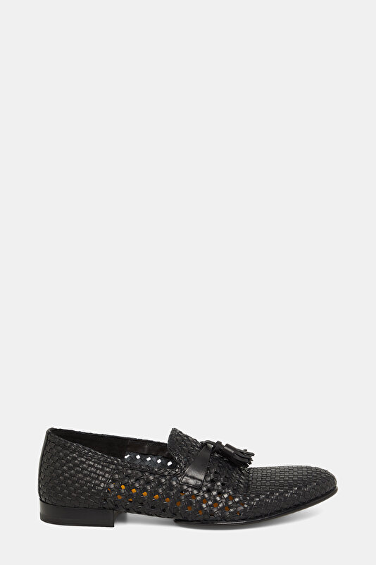 PÜSKÜLLÜ ÖRGÜ DERİ LOAFER