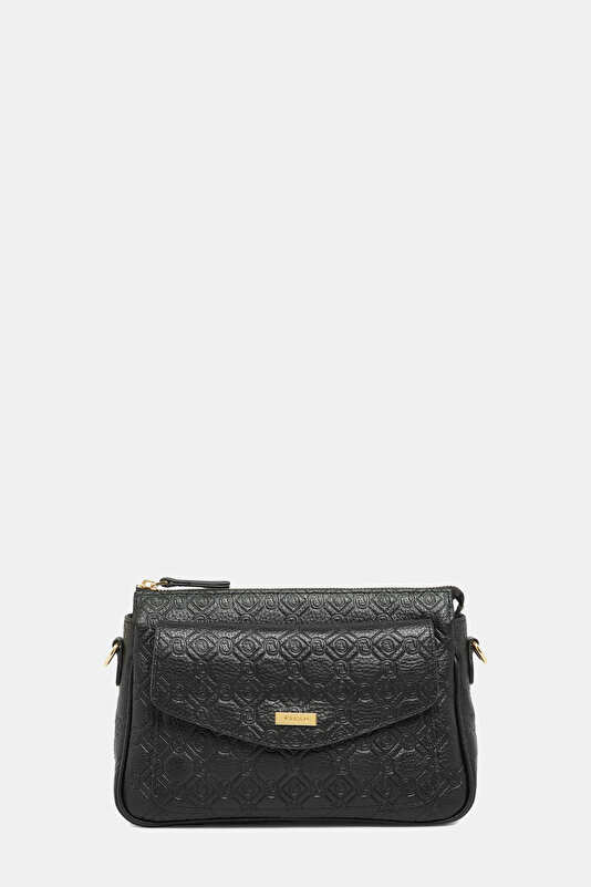 BLACK MONOGRAM LEATHER BAG