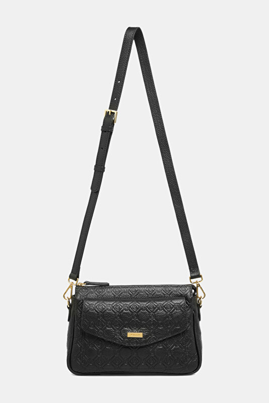 BLACK MONOGRAM LEATHER BAG 2