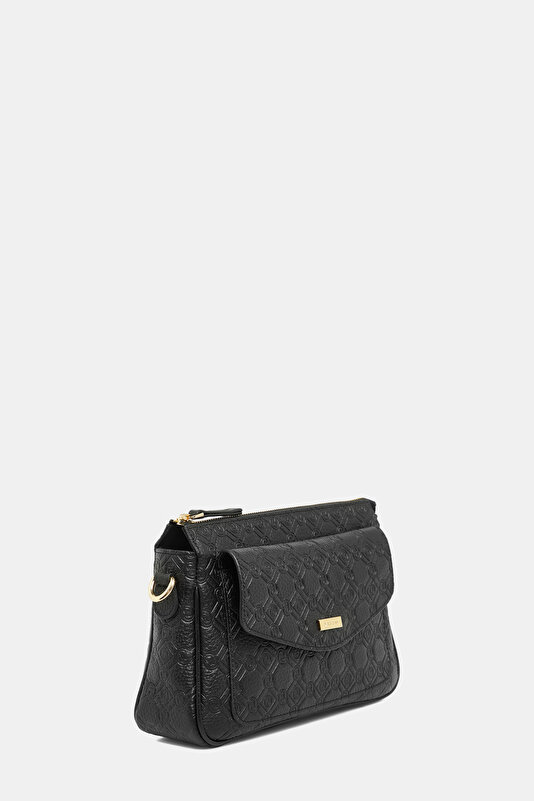 BLACK MONOGRAM LEATHER BAG 3