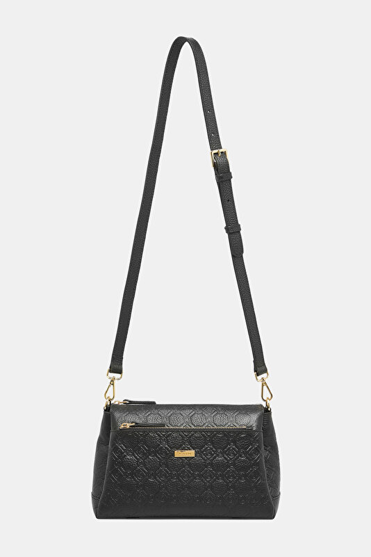 BLACK MONOGRAM LEATHER BAG 2