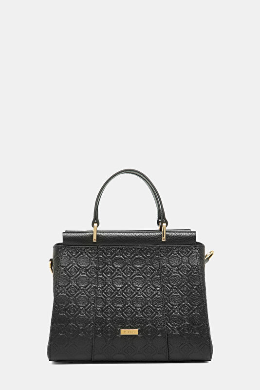 BLACK MONOGRAM LEATHER BAG