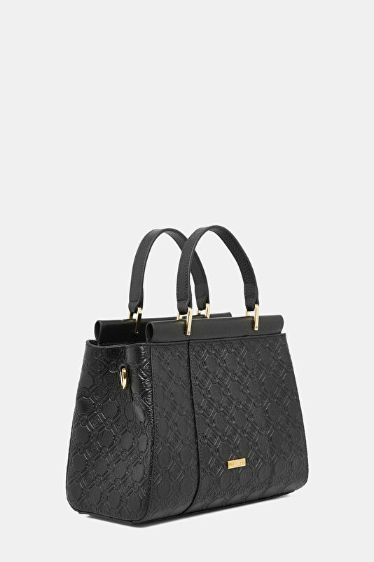 BLACK MONOGRAM LEATHER BAG 3