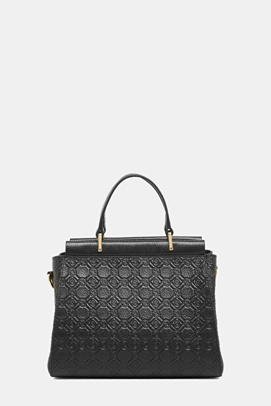 BLACK MONOGRAM LEATHER BAG 4