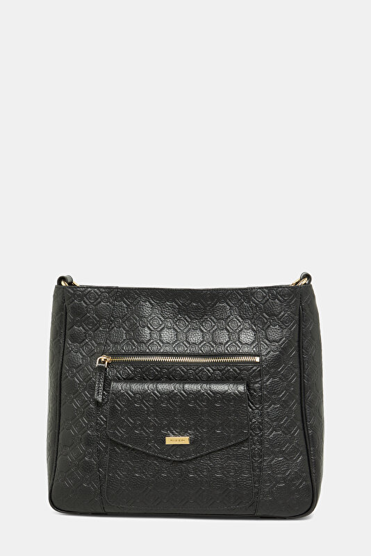 BLACK MONOGRAM LEATHER BAG