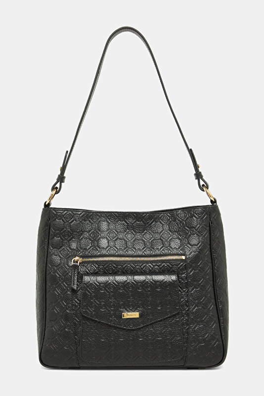 BLACK MONOGRAM LEATHER BAG 2