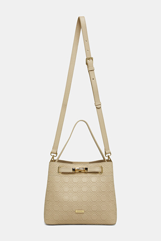 ECRU MONOGRAM LEATHER BAG