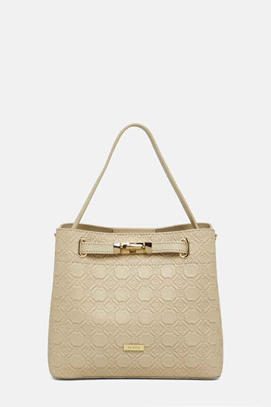 ECRU MONOGRAM LEATHER BAG 2