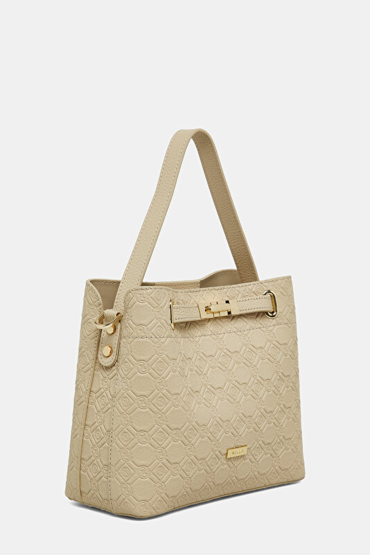 ECRU MONOGRAM LEATHER BAG 3