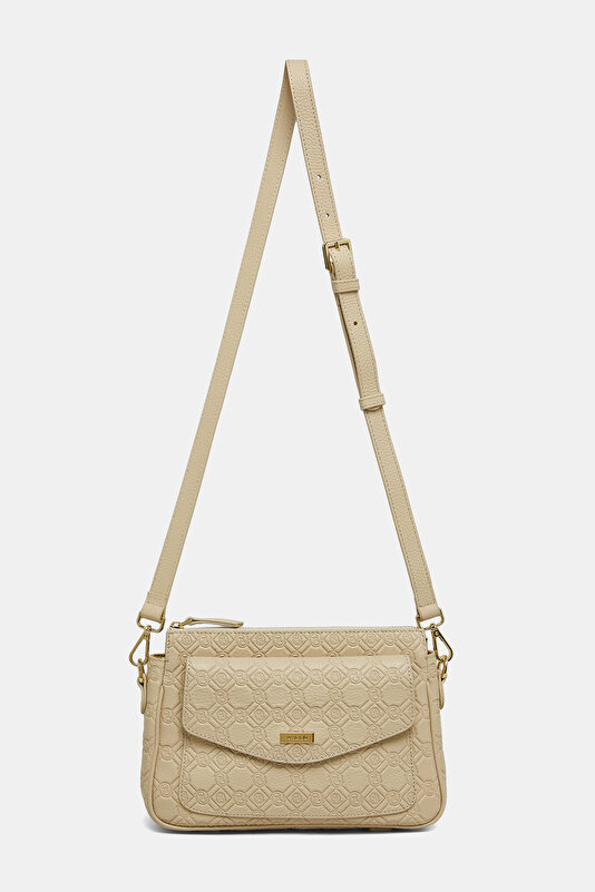 ECRU MONOGRAM LEATHER BAG