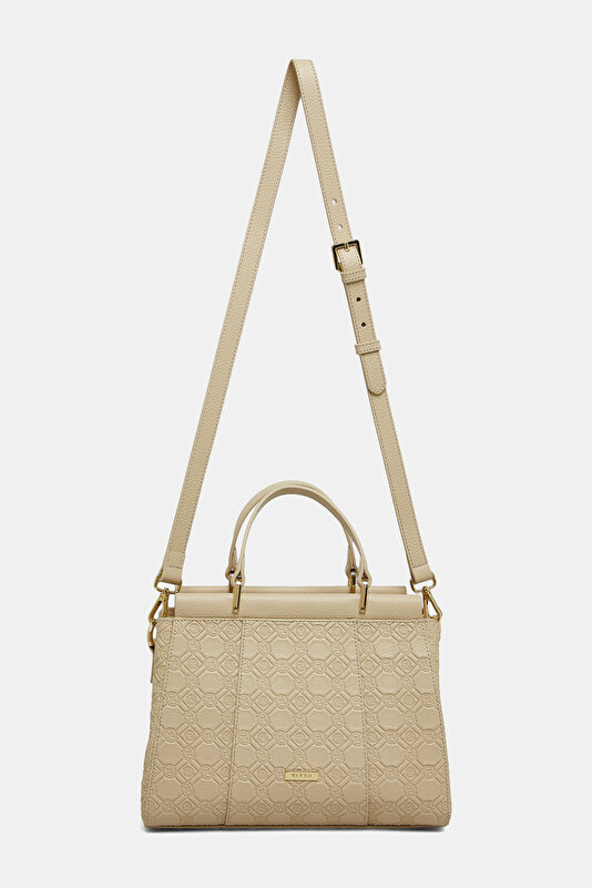 ECRU MONOGRAM LEATHER BAG 2