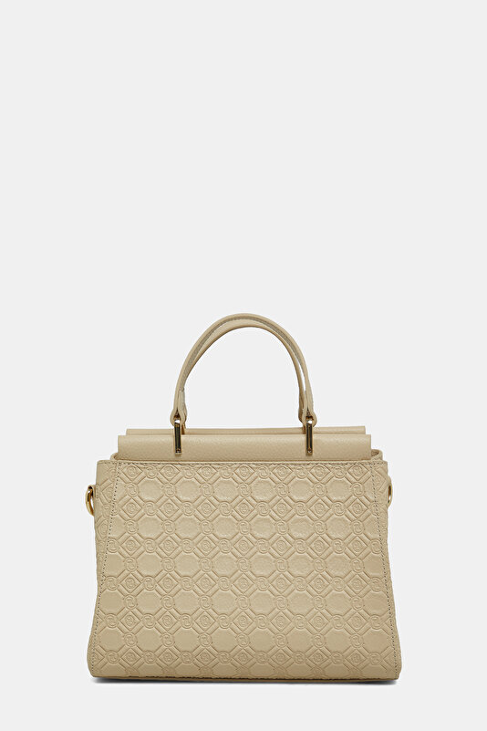 ECRU MONOGRAM LEATHER BAG 4