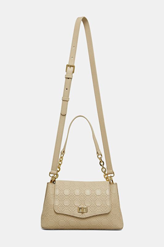 ECRU MONOGRAM LEATHER BAG 2