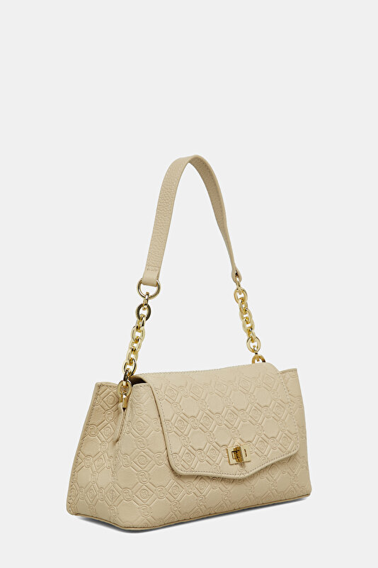 ECRU MONOGRAM LEATHER BAG 3