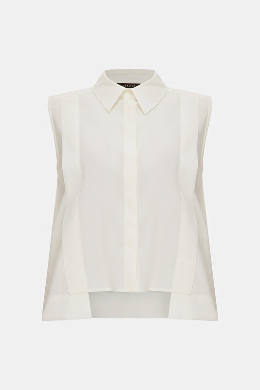BEIGE SLEEVELESS SHIRT