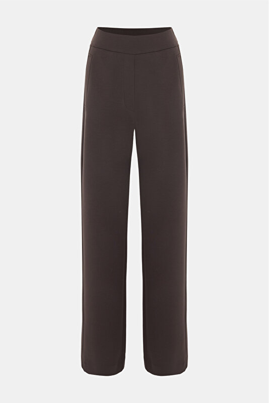 BROWN STRAIGHT CUT SPORTS TROUSERS
