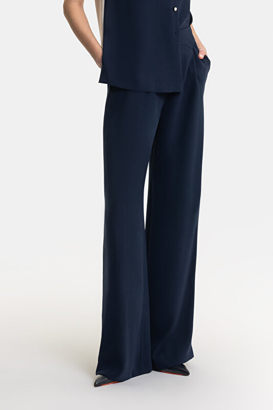 NAVY BLUE WIDE LEG TROUSERS 2