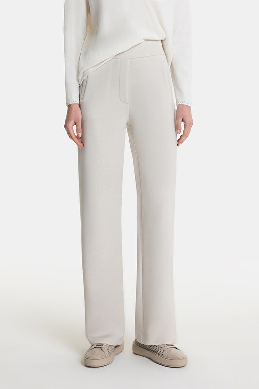 ECRU STRAIGHT CUT SPORTS TROUSERS 2