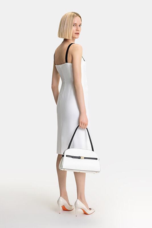 BLACK SLEEVELESS SUSPENDER BELOW THE KNEE DRESS 2