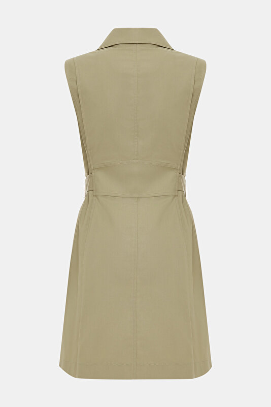 KHAKI SLEEVELESS ABOVE THE KNEE DRESS 2