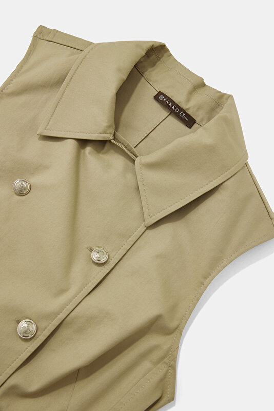 KHAKI SLEEVELESS ABOVE THE KNEE DRESS 3