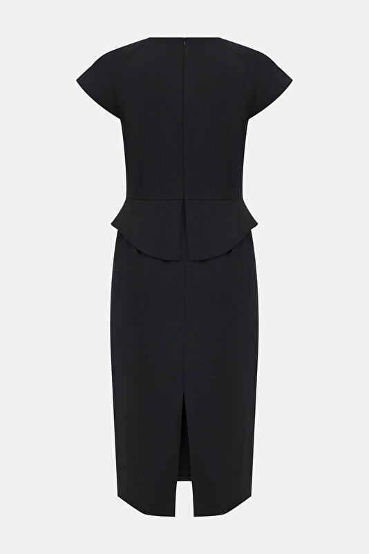 BLACK SHORT SLEEVE BELOW THE KNEE DRESS 2
