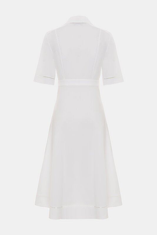 WHITE SHORT SLEEVE BELOW THE KNEE DRESS 2
