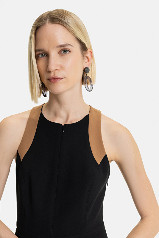 CAMEL SLEEVELESS BELOW THE KNEE DRESS 4
