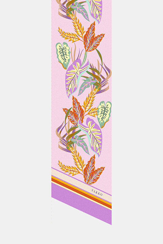 FUCHSIA FLORAL PATTERN TWILL FOULARD